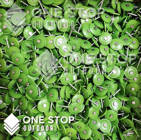 100 Pack Lime Green Round Plastic Cap Nails, 1 Inch Galvanized Roofing Nails for House Wrap Fastening