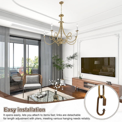 1ft 4mm/0.16" 2 uxcell Lighting Hanging Chain, Looping Metal Pendant Chandelier Chain Extension with Quick Link Lock