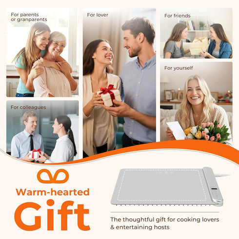 6 6H 300W Countertop, Warming Mat for Food Small Warming Tray with Temp & Timer, Full Surface Heating, Waterproof