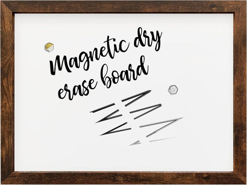 Loddie Doddie 18x24 Magnetic Dry Erase Board for Wall, Brown Rustic Frame with Built-in Marker Tray
