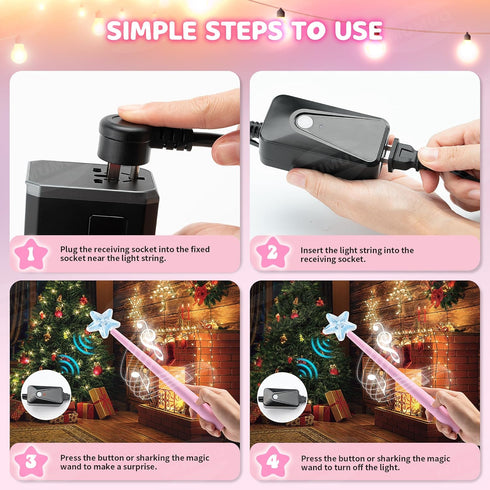 Magic Christmas Light Wand Wireless Magic Remote Wand Switch Kit with Music Surpised Remote Control Outlet Switch