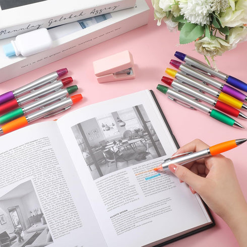 Colarr 30 Pcs Highlighter with Ballpoint Pen Combo, Chisel Tips for Student Office Writing Coloring Highlighting