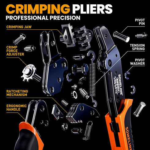 2414 40 2.8/4.8/6.3/7.8 mm SOMELINE Spade Connector Crimping Tool Kit AWG, Types Quick Disconnect Non-Insulated