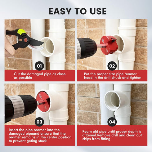 PVC Fitting Saver with 1- -Inch Head Aluminum, PVC Pipe Reamer for Water, Drain, and Vent Lines