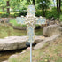 COOZZYHOUR 38Inch 20 Solar Cross Garden Lights Outdoor Decorative - Solar Metal&Glass Cross White Hydrangea Flower