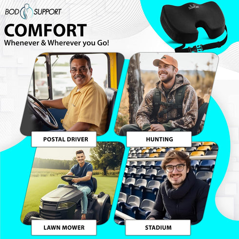 Tailbone Seat Cushions for Office Chairs, Desk Chairs, and Car Seats - Enhances Posture and Support - Non-Slip
