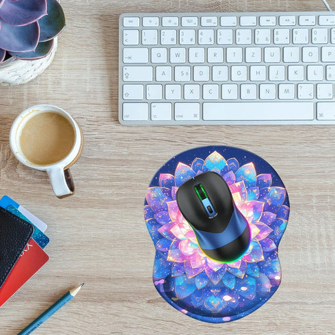 Wrist Support Mouse Pad, Non-Slip Rubber Base, Small Desktop Mouse Mat for Home Office, Beautiful Mandala Design
