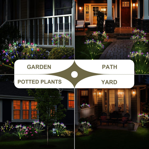 Putuzmic 2-Pack 2 Solar Garden Lights Outdoor: Waterproof DIY Decorative Firework Lights with Modes for Yard Patio
