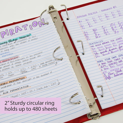 BAZIC 3 Ring Binder, 2" View Binders Slant D Ring Organizer - Burgundy, Holds 480 Sheets Paper, for School Office Home,