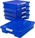 Storex Classroom Craft Project Box – Stacking Plastic Organizer, Fits 12x12 Scrapbooking Paper, Blue, 5-Pack