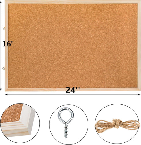 Lyellfe 3 Pack Large Cork Boards for Walls, 24''L x 16''W Thick Notice Board with Push Pins for Office Home Decor