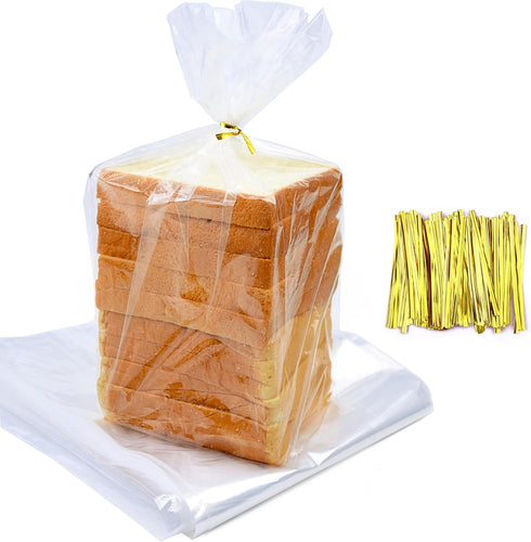 Homrelaxy 75Pcs Plastic Bread Bags for Homemade Bread and 90 Ties, 18 x