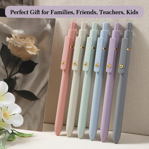 FIOVER Pens - 6Pcs Gel Pens, 0.5mm Fine Point Smooth Writing Pen, Black Gel Ink Pens for Journaling Note Taking, Cute Aesthetic Pens Office School Supplies Gifts for Women