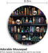 lebrocoli 8.6 8.6 inch Bookshelf and Skull Mouse Pad, Skeleton Goth Gothic Small Round Mousepads for Desk, Mini Travel