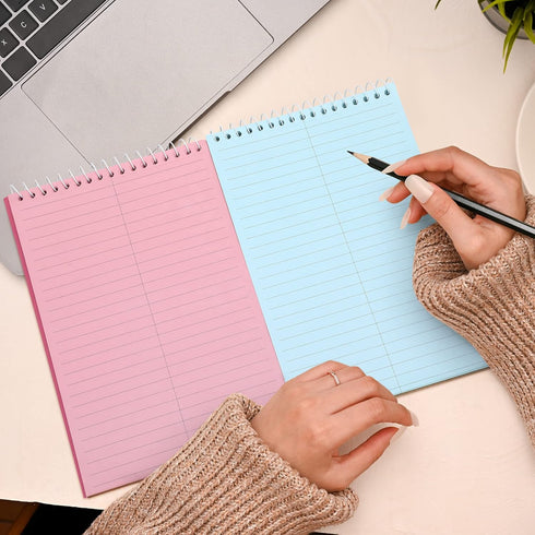 Lincia Top Spiral Steno Pads, 6'' x 9'', Gregg Rule Inner Paper, Colorful Steno Notebook, 10 Pcs