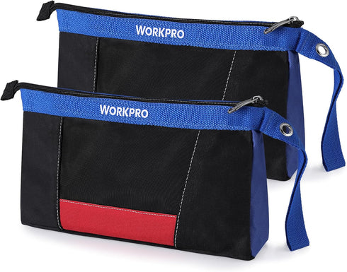 WORKPRO 12" Tool Pouches with Zipper, Utility Bag Pouch for Tool Organizers and Storage, 2-Pack