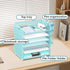 SUPEASY 6 Tier Paper Organizer with 4 Pen Holders, Mesh Desk Organizer Letter Tray with Handle, Blue