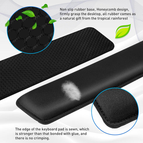 Yolanda Keyboard Wrist Rest/Pad, Cooling Gel, Stitched Edges, Ergonomic Keyboard Accessory, Black