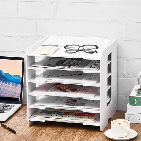 Juexica 6 Tier Scrapbook Paper Organizer, 12 x 12 Stackable File Organizer for Home Office Decorations