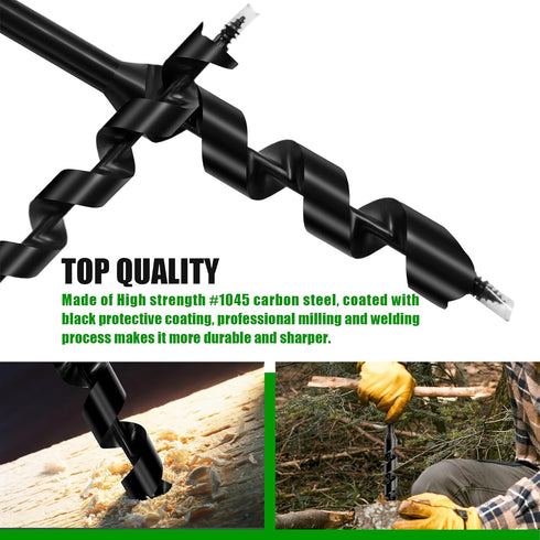 1" x 10" Long Scotch Eye Hand Wood Auger Drill Bit, Manual Hole Maker for Bushcraft and Camping Survival Tool