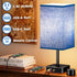 Bedside Lamp & Desk Lamp with Remote, Touch Control, USB-C/A Ports + Outlets | Blue Fabric Shade Nightstand Table Lamp