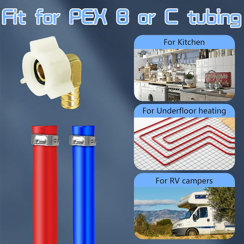 Boltigen 1/2" PEX Swivel Elbow Faucet Connector, 5pcs PEX RV Water Line Fittings