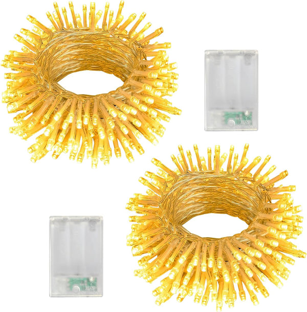echosari 2 Pack Battery Operated String Lights, Total 26Ft 80 LED Fairy