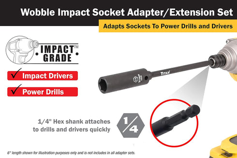 Titan 6-Pc Impact Wobble Adapter Set - Model 49036 for Versatile Socket Use