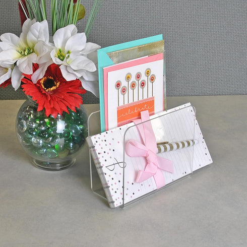 Azar Displays 255080 Small Standing File Holder/Sorter - Desk Organizer, 4-Pack, Clear for Office Use