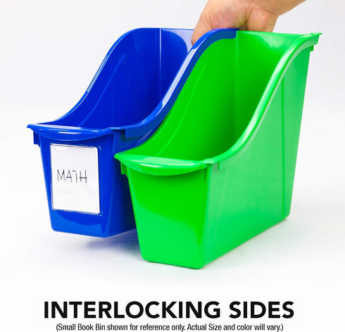 Storex Small Book Bin, Linking Storage Bins, Dry Erase Surface, 11.75" x 8.5" x 4.5", Onyx, 6-Pack