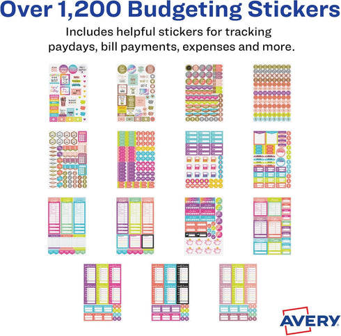 Avery Budget Planner Stickers Pack, 30 Sheets, 1,230 Total, Expense Tracker for Journals or Calendars