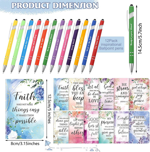 PerKoop 24 Pcs Bible Gifts Set Bulk Christian Notebooks Pens Bible Verse Notepads Ballpoint Pen Floral Motivational Scripture Small Journal Inspirational for Church Women Men Nurse Teacher (Bible) by PerKoop