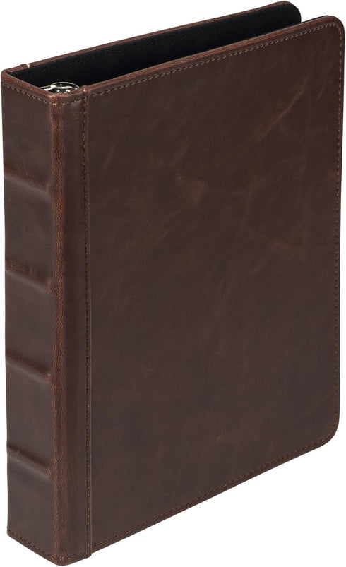 Samsill Vintage Hardback Jr. Book Style 3 Ring Binder, 1 Inch Round Ring, Holds 200 Sheets, Dark Brown