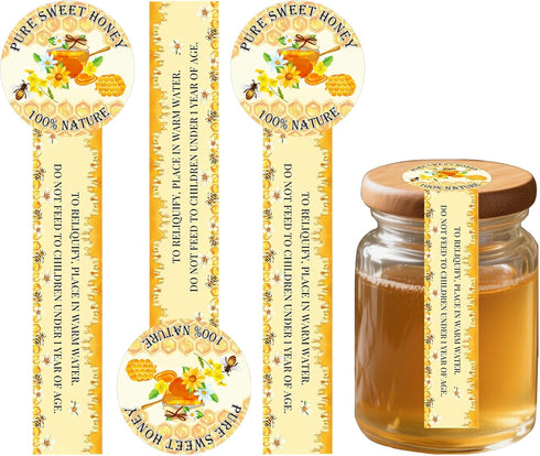 Well Tile 500Pcs Pure Honey Stickers Safe Secure Tamper Evident Seals Stickers for Lids