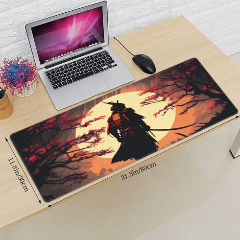 Sigouyinei Office(31.5"X 11.8") Japanese Samurai Walking to The Sun Gaming Keyboard Mouse Pad Mousepad Huge Extended XL