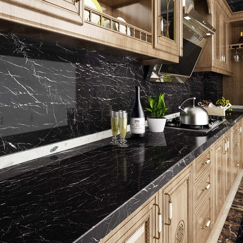 15.8x394 Countertop Countertops Countertop Counter Livelynine Black Contact Paper Waterproof Peel and Stick Kitchen