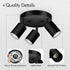 3 GU10 Bulb Light Track Lighting Fixtures Ceiling, Matte Black Round Directional Ceiling Spotlight, Flush Mount