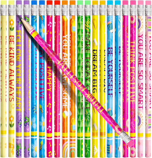 Fancy Land 50PCS Inspirational Wooden Pencils with Eraser, Motivational Sayings for Classroom