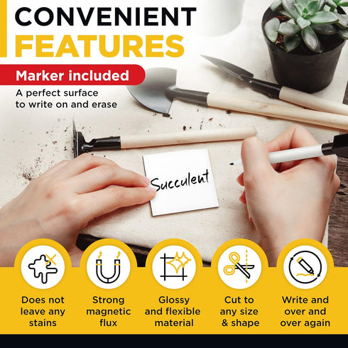Dry Erase Magnetic Labels - Reusable Sticky Notes for Refrigerator, Blank Magnet Stickers for Writing