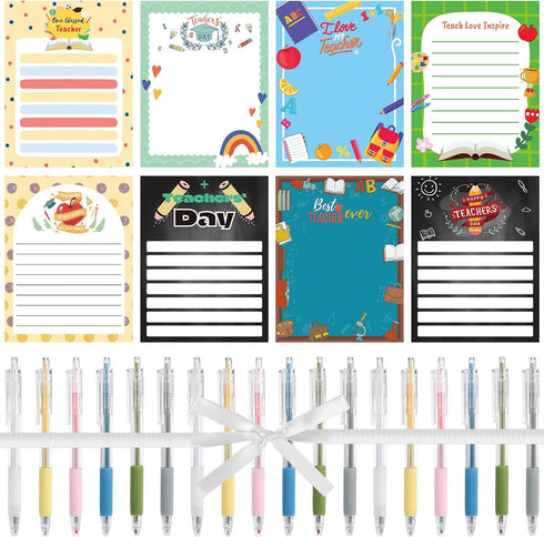 ReliThick 48 Pcs Appreciation Sticky Note Gift Set - Notepads with Pens and Ribbons for Coworker, Nurse, Teacher, Church