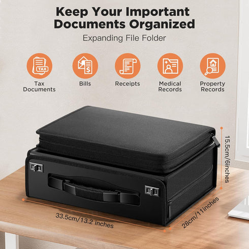 Zannaki Accordion File Organizer with Binder, Portable 24 Pockets Expanding File Folder with Handle