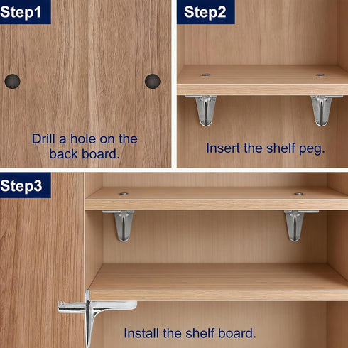 RiseDirectly 30PCS 3mm Closet, L-Shaped Shelf Support Pegs, Bracket Pins for Cabinet, Bookshelf, Cupboard, Kitchen