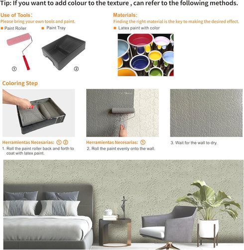 7'' Pattern Roller for Wall Decoration, Classic Rubber Texture Tool for Thick Slurry Coatings (EG323T)