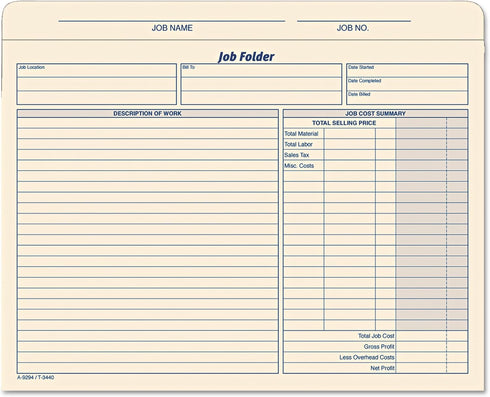 TOPS Job Folder File Jackets, Manila, 11.75 x 9.5 Inches, 20-Pack (3440)