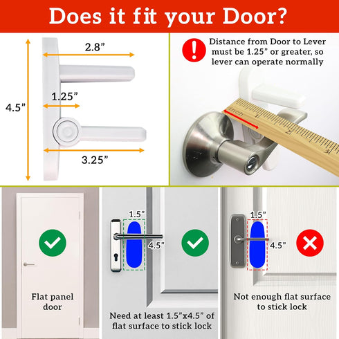 (2 Pack) 3M Door Lever Lock Prevents Toddlers from Opening Doors Easy One-Hand Operation for Adults Durable ABS