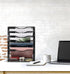 EasyPAG Office Supplies Wall File Organizer, 7 Tier Vertical Hanging File Folders Holder, Black