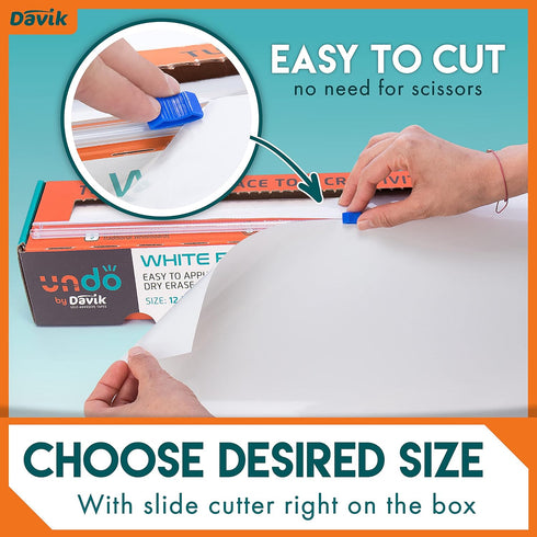 Undo White Board Sticker, Easy Cut Dry Erase Board for Wall Art or Classroom Decor, 12 Inches by 33 feet