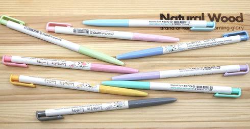 Xeno Lunatic Lunny 0.38mm Slim Ball Point Pen, Dozen Box 12 Pcs, Made in Korea (Blue 12pcs)