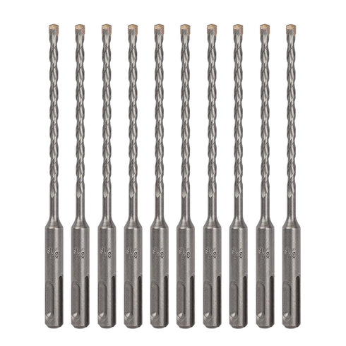 10-Pack SDS Plus 3/16" x 6" Rotary Hammer Drill Bits, Carbide Tipped for Brick, Stone, Concrete