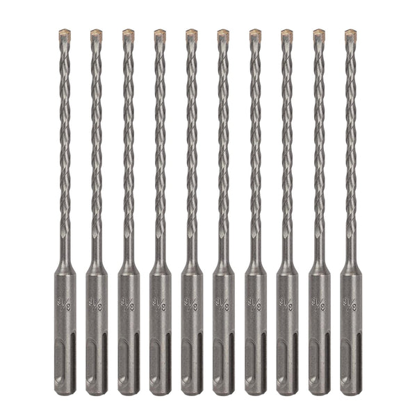 10-Pack SDS Plus 3/16" x 6" Rotary Hammer Drill Bits, Carbide Tipped for Brick, Stone, Concrete